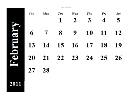 printable february calendar 2011. printable February 2011