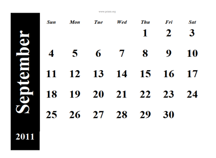 september 2011 printable calendar. printable September 2011