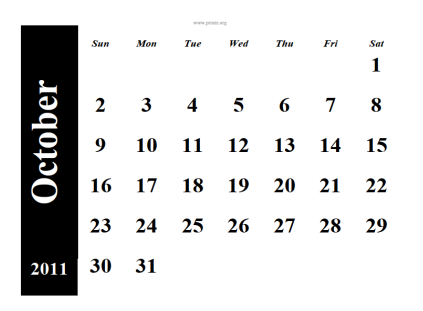 calendar for october 2011. Free October 2011 calendar to