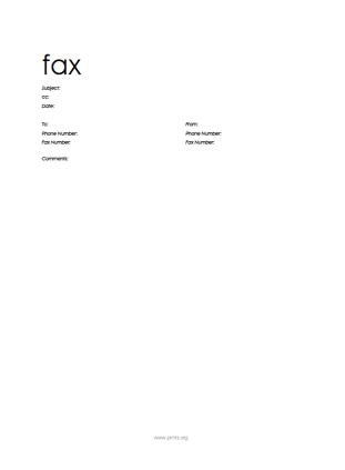 Cover letter sheet for faxes