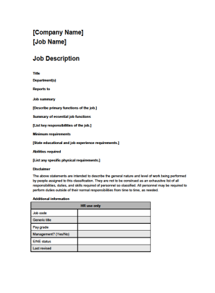 job description forms