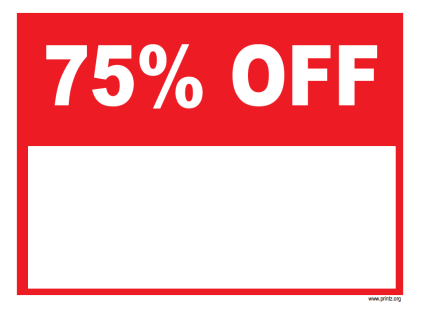 75 Percent Off Sign