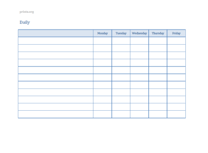 Daily Schedule Log