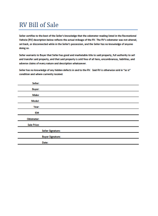 bill of sale rv