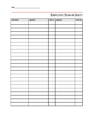 Employee Sign-In Sheet