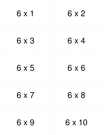 Times Table Sixes