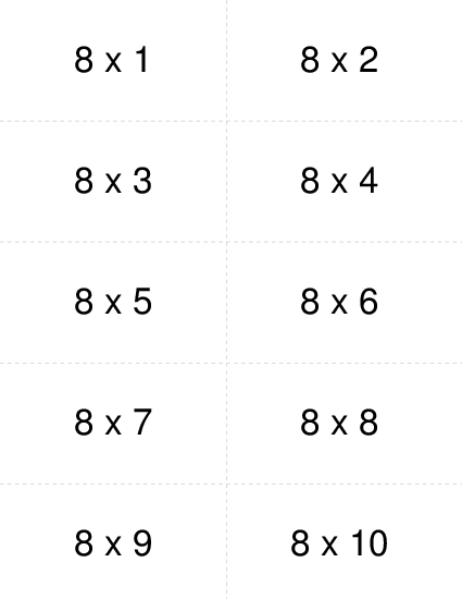 Times Table Eights