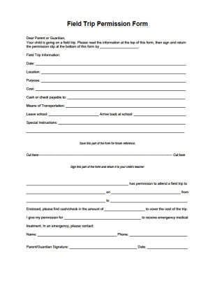 Field Trip Permission Form